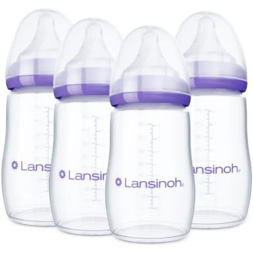 Lansinoh Anti-Colic Baby Bottles, 8 Ounces, 4 Count