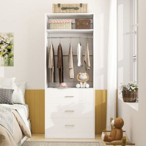 Aheaplus Freestanding 24" Closet System with 3 Wood Drawers