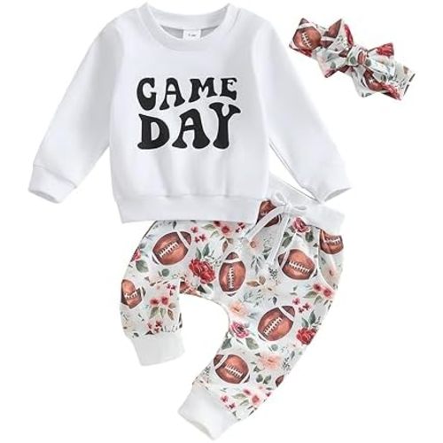 3Pcs Baby Girl Outfits Daisy Sweatshirt + Pants + Headband Infant Fall Winter Clothes