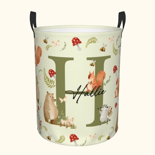 Personalized Woodland Waterproof Laundry Storage Basket - CALLIE
