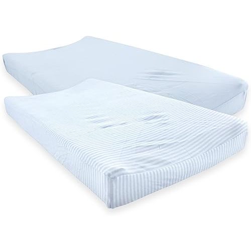 Touched by Nature Unisex Baby Organic Cotton Changing Pad Cover, Powder Blue, One Size