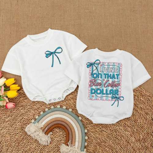 Living on That Blue Collar Dollar Romper Sweatshirt, Cute Baby Outfit, Baby Shower Gift,Funny Baby Clothes,Unique Baby Apparel,Baby Bodysuit