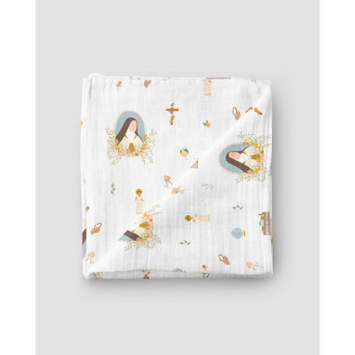 St. Therese of Lisieux Muslin Swaddle Baby Blanket