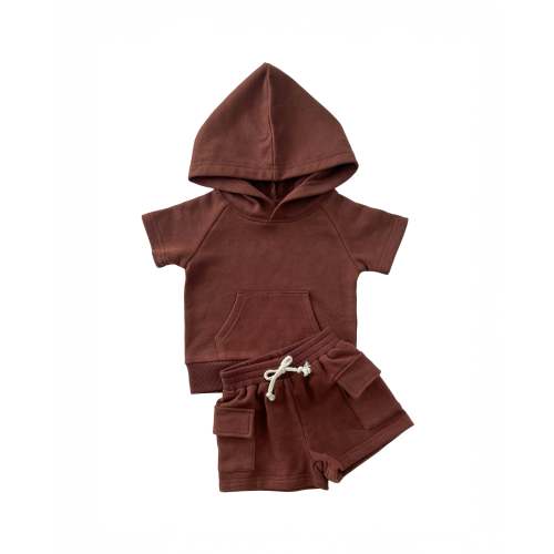 Terry Cargo Shorts Set | Chocolate