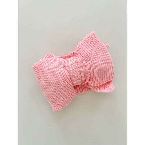 RIBBED KNIT OVERSIZED BOW - PINK