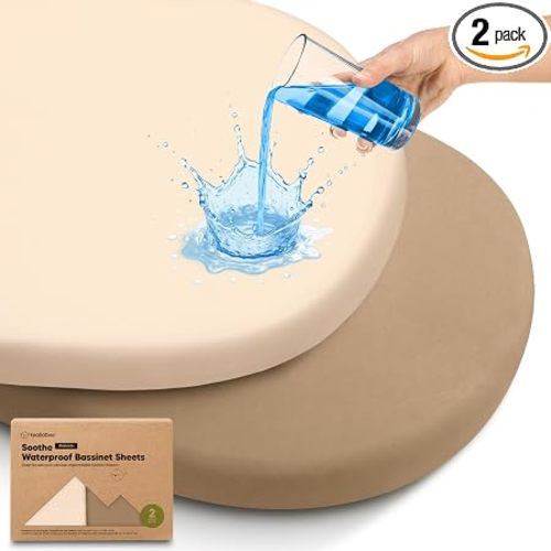 2pk Waterproof Bassinet Sheets Girls, Boys 33x17 Universal Fit (Pecan)
