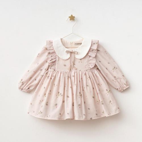 Vintage Floral Baby Dress: Raspberry Print Cotton Party Outfit (9-24 Months