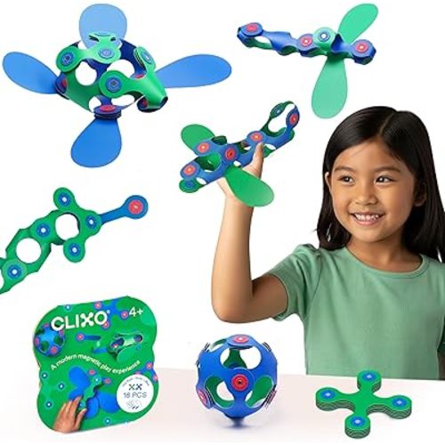 Clixo Itsy Magnetic Toy for Kids - Flexible, Durable, Imagination-Boosting Magnet Building Toy. Educational Multi-Sensory STEM Experience. Great as a Travel Game. Ages 4-99. 18 Piece Pack