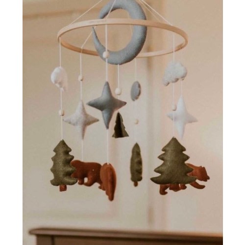 Mountain mobile, Felt grizzly mobile, Bear crib mobile, Bear mobile, Camp baby mobile, Baby boy nursery mobile, Nature mobile, Forest mobile