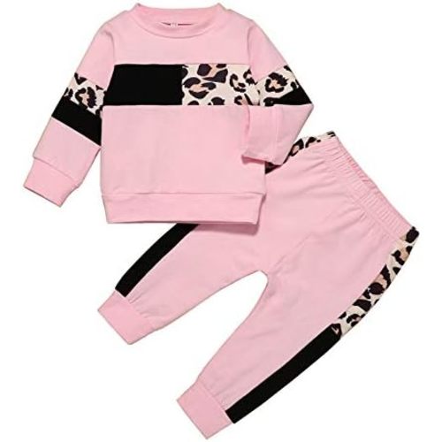 U·nikaka Toddler Girl Clothes Sweatshirt Outfits Sweatsuit Winter Fall Sweatpants 2Pcs Black White Pink Red Purple