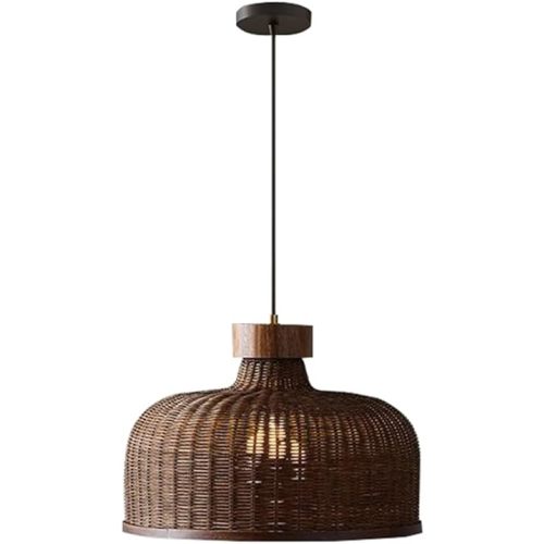 Industrial Pendant Light Rattan Plaited Articles Craft Chandelier Southeast Asian Style Woven Pendant Lamp Vintage Lantern Creative Ceiling Hanging Lighting Fixture for Bedroom Study Bar Hanging Ceili