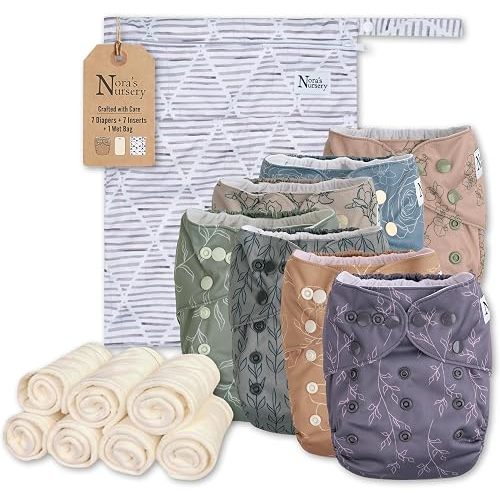 Nora's Nursery Cloth Diapers | 7 Pack | Waterproof,Reusable and Washable