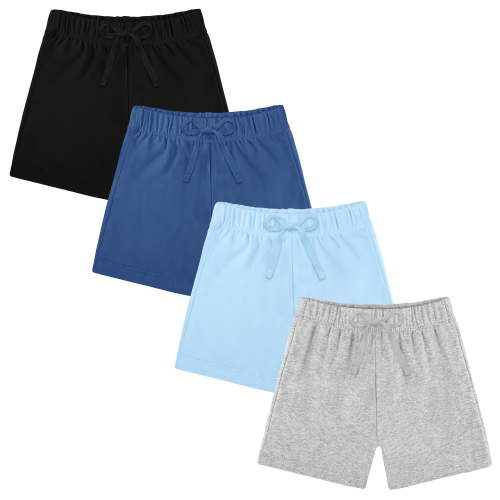 Resinta 4 Packs Unisex Baby Toddler Cotton Shorts Baby Pull-on Shorts with Drawstring Soft Summer Clothes for Daily Wear