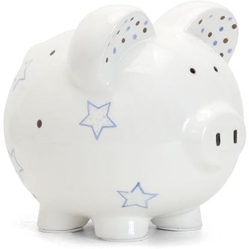 Child to Cherish Ceramic Piggy Bank for Boys, Blue Star