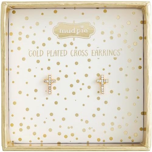 Mud Pie Gold Cross Stud Earrings