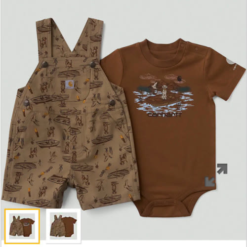 Boys' 2-Piece Short Sleeve Bodysuit & Canvas Printed Shortall Set (Baby) | Tops | Carhartt