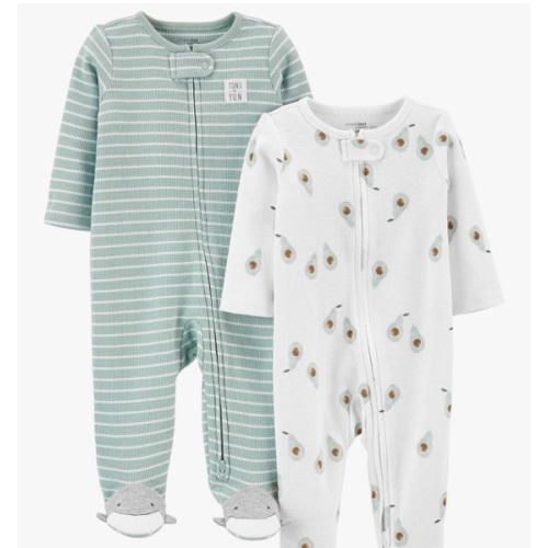 Simple Joys by Carter's Baby 2-Way Zip Thermal Footed Sleep and Play, Pack of 2