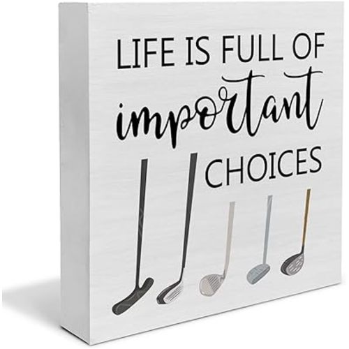 Important Choices Golf Wooden Box Decor Desk Golfer Rustic Home Office Shelf Wall Decoration Gift for Him