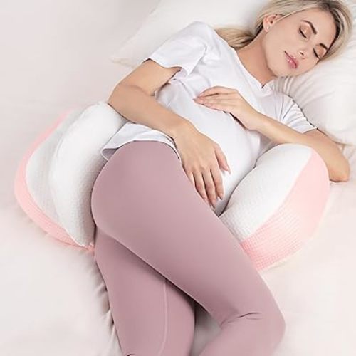 Chilling Home Pregnancy Pillow, Maternity Pillow for Pregnant Women, Pregnancy Pillows for Sleeping Portable, Pregnancy Wedge Pillow, Body Pillow Support for Back, Belly, Waist, Pink