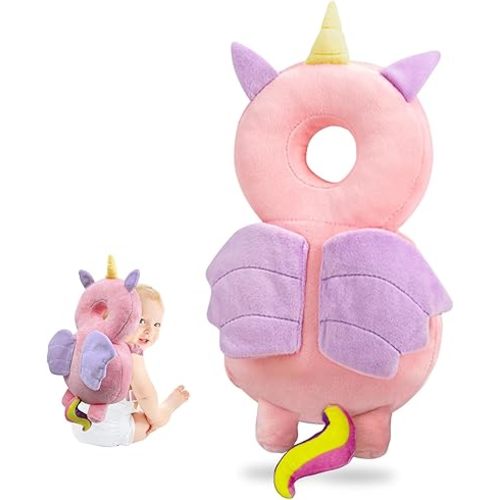 Baby Head Protector Backpack, Baby Head Protection Backpack for Falling Crawling and Walking Toddler Essentials, Baby Backpack Head Protection Pillow for 5-24 Months (Unicorn)