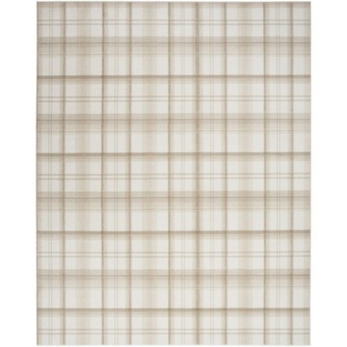 Nourison Grafix Contemporary Plaid Indoor Area Rug Ivory Beige 7'10" x 9'10"