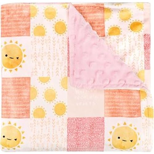 Baby Blanket for Boys Girls, Super Soft Double Layer Mink Blankets with Dotted Backing, Lattice Sun Toddler Newborn Nursery Bed Blanket, Multicolor Printed Blanket, 30 X 40 Inches