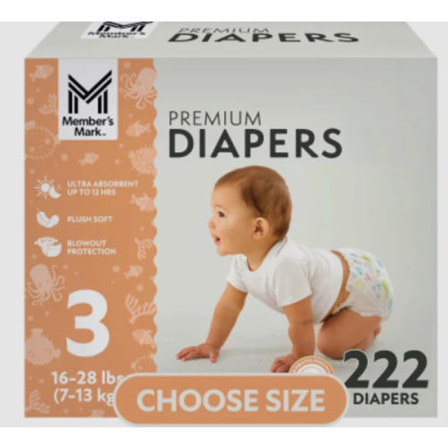 Member's Mark Premium Baby Diapers, Sizes Newborn - 8 - Samsclub.com