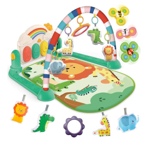 Baby Gym & Play Mat, Tummy Time & Activity Mat Toys, Infant to Toddler Play Piano Mat, 0-12 Months (Green)