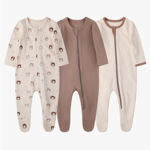 O2 BABY Baby Boys Girls Organic Cotton Zip-Front Sleeper Pajamas, Footed Sleep 'n Play