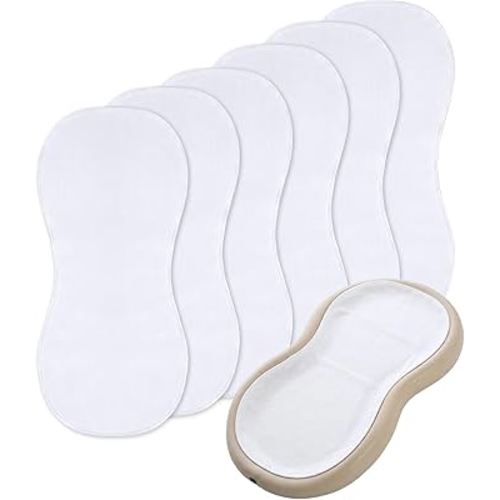 6 Pcs Changing Pad Liner, Compatible with Keekaroo Peanut Changer, Quilted Thicker Non-Slip Reusable Machine Washable Waterproof Changing Table Liners, White