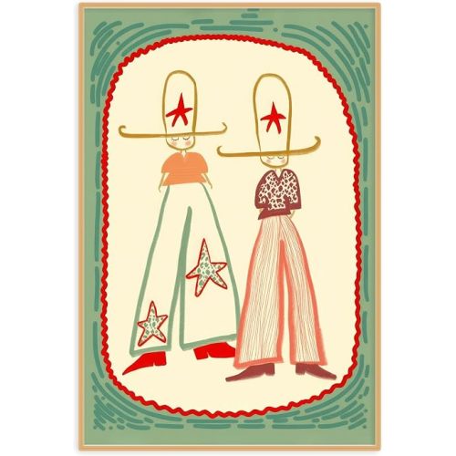 Southwestern Cowboys Wall Art Colorful Abstract Western Vintage Whimsical