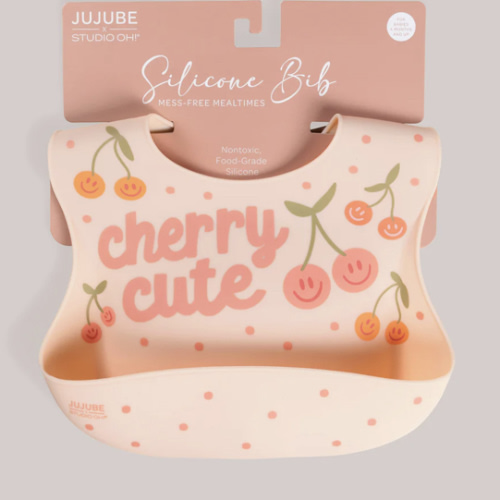 JuJuBe x Studio Oh! Food-Grade Silicone Bib - Cherry Cute by Doodle By Meg