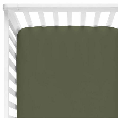 Solid Olive Bamboo Knit Crib Sheet