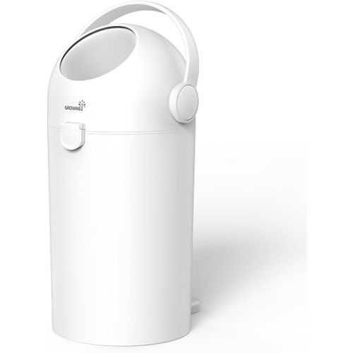 Grownsy Odor-Locking Baby Diaper Pail with Dual-Barrier Design, White