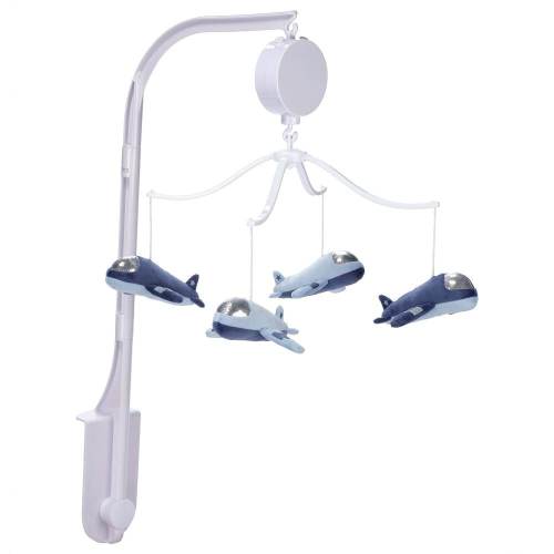 Lambs & Ivy Little Aviator Musical Baby Crib Mobile Soother Toy in Blue