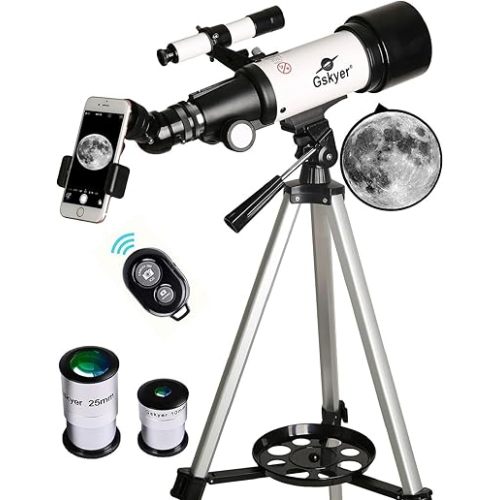 Gskyer Telescope, 70mm Aperture 400mm AZ Mount Astronomical Refracting Telescope for Kids Beginners - Travel Telescope with Carry Bag, Phone Adapter and Wireless Remote.