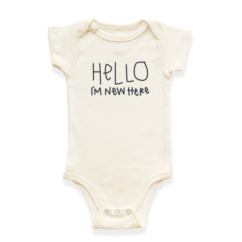 Hello I'm New Here Organic Baby Bodysuit 0-3M