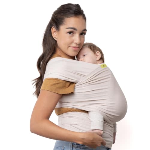 Boba Baby Wrap Carrier - Stretch Organic Bamboo Newborn Sling, Stone | Breathable Bamboo-Blend Knit, newborn to toddler. Hands-Free Babywearing for bonding, nursing & naps 7-35 lbs.