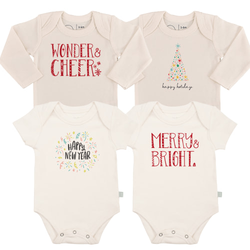 Graphic Bodysuit Set - Holiday Season 4-Pack | 100% Organic - – Finn + Emma