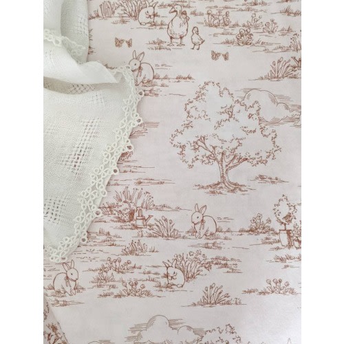 Blush Toile Crib Fitted Sheet: Cottagecore Floral Cotton