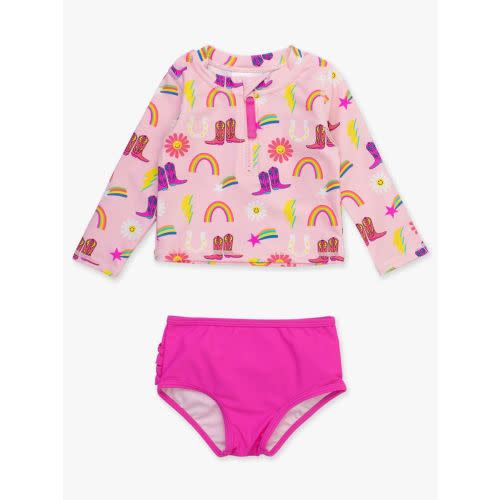 Long Sleeve Zipper Rash Guard 2-Piece | RuffleButts & RuggedButts