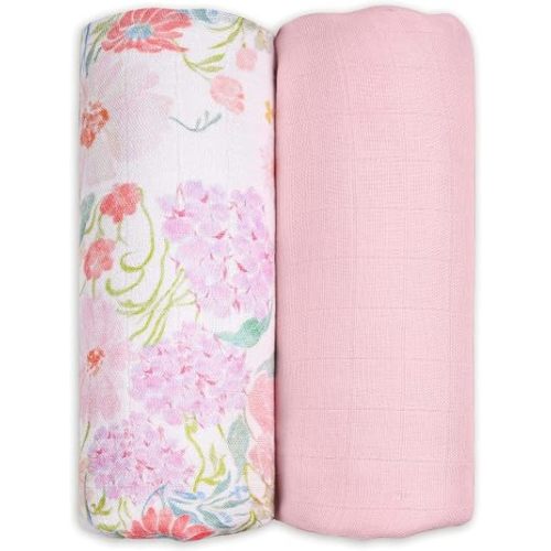 Gllquen Baby Muslin Swaddle Blankets 2Pk Receiving Blanket Large 40" x 35"