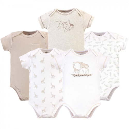 Touched by Nature Organic Cotton Bodysuits 5pk, Little Giraffe, 3-6 Months