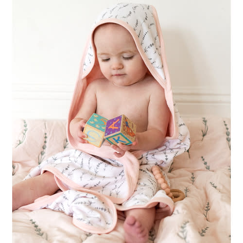 Bamboo Terry Hooded Towel - Wildflowers Hush Gray