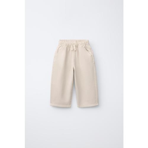 TIE-WAIST LOOSE JEANS - Light beige | ZARA Canada