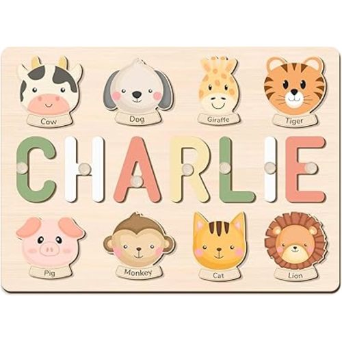 Name Puzzle for Kids Personalized, Custom First Birthday Girl Boy Gifts, Name Puzzles for Toddlers, Personalized Baby Wooden Montessori Toys