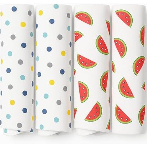 100% Muslin Swaddle Blankets, Baby Receiving Blankets for Newborn, Unisex, Soft, Warm and Cozy, Pack of 4, Size 47 x 47 Inches, Gift for Mom – Watermelon
