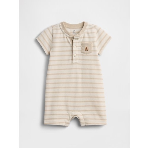 Baby Henley Shorty One-Piece - Color: Brown