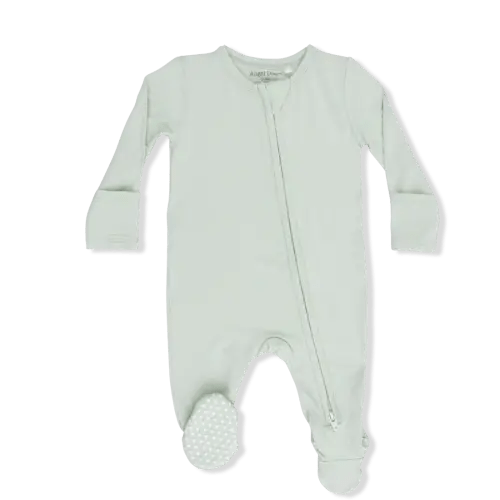 Solid Milky Green - 2 Way Zipper Footie