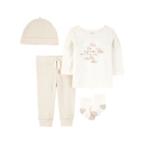 Baby 4-Piece Cloud Print Outfit Set - White/Tan - Carter's | Carter's